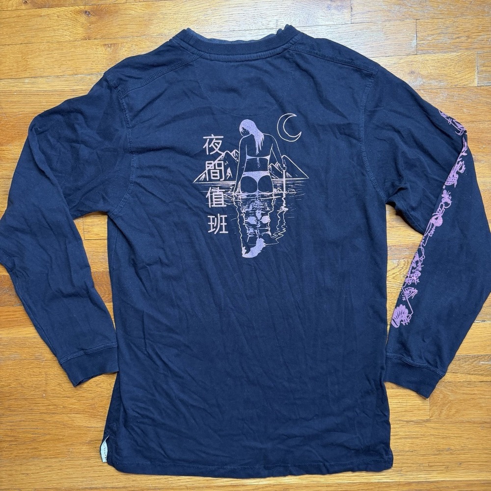 Japanese Anime Long Sleeve Hiking Shirt Med "Night Shift" Bikini Girl Mountain